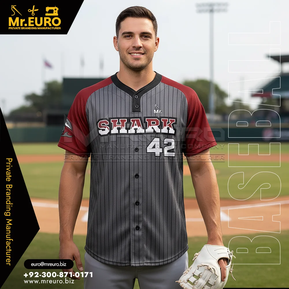 Custom Red 2-Button Baseball Jersey Custom Sublimated Wear - Custom Baseball-Softball Uniforms