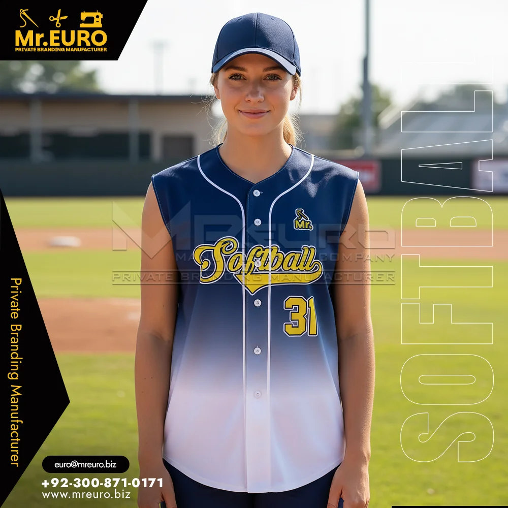 Custom Gradient Softball Sleeveless Jersey Full Button - Custom Baseball-Softball Uniforms