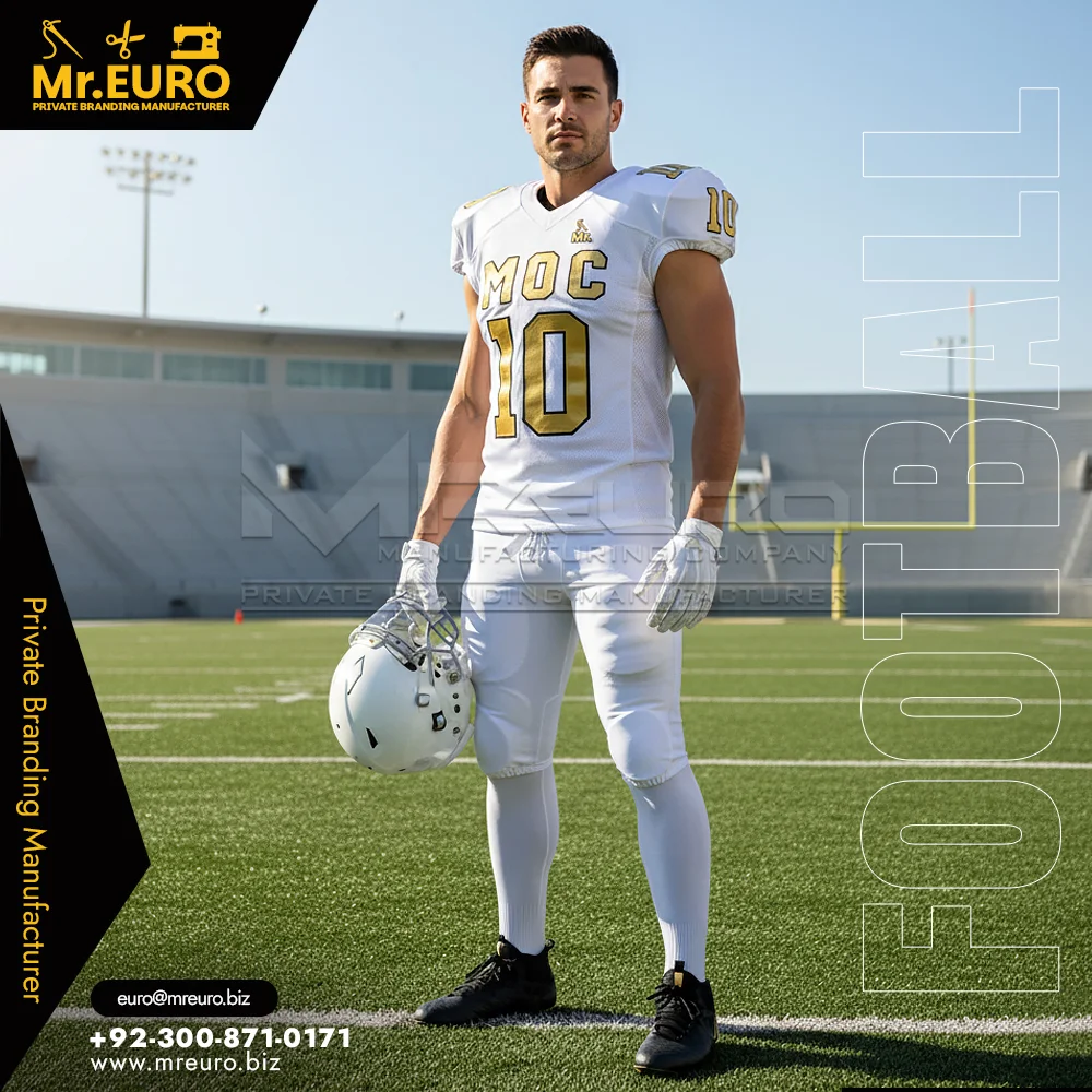 Custom Custom White & Gold Football Uniform Team Set - Custom American Football Uniforms