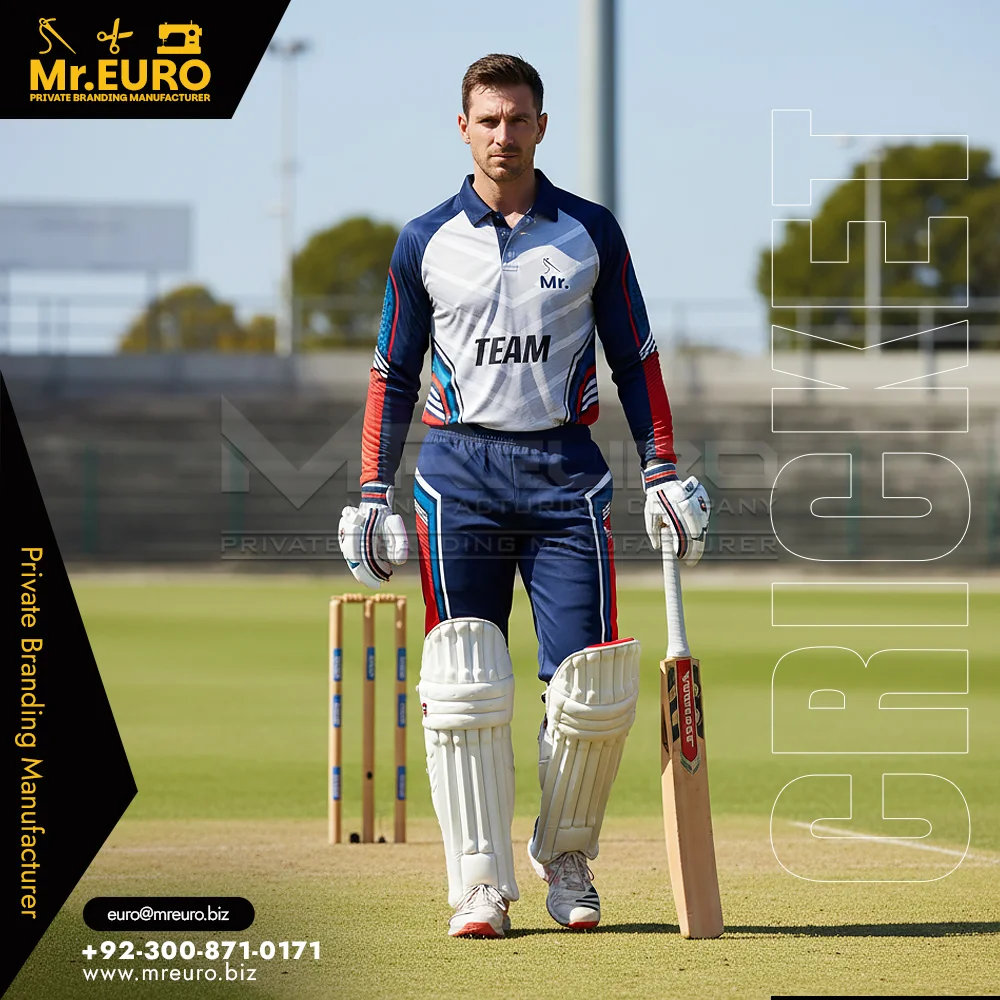Custom White & Navy Professional Cricket Kit for Club Teams - Custom Cricket Uniforms
