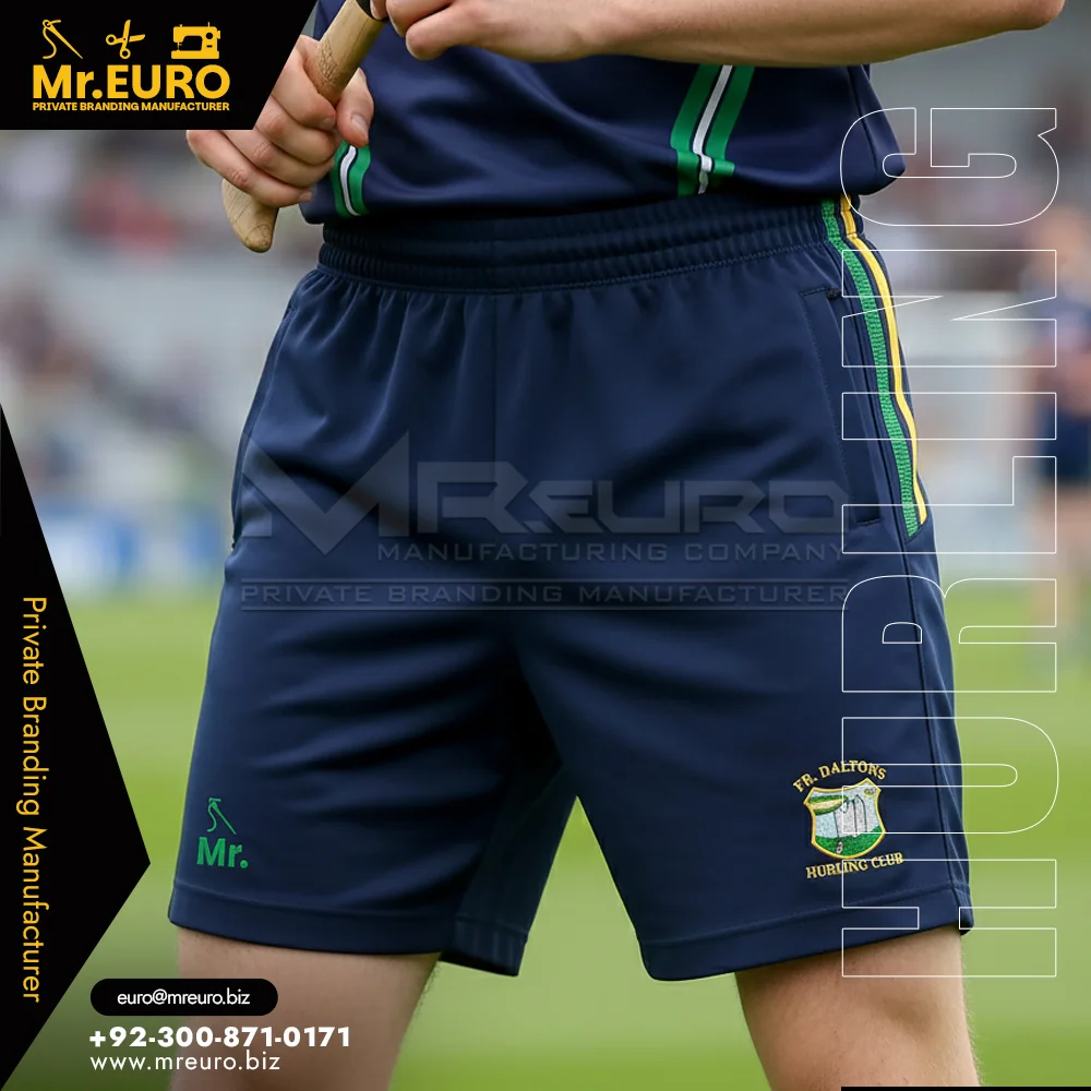 Custom Custom Navy Trim Hurling Shorts for Club Match Play - Custom Hurling Uniforms