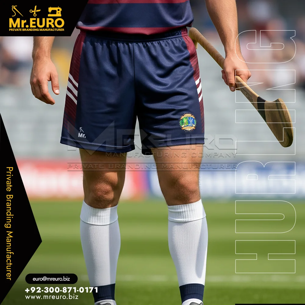 Custom Sublimation Printed Navy Hurling Shorts for Clubs - Custom Hurling Uniforms