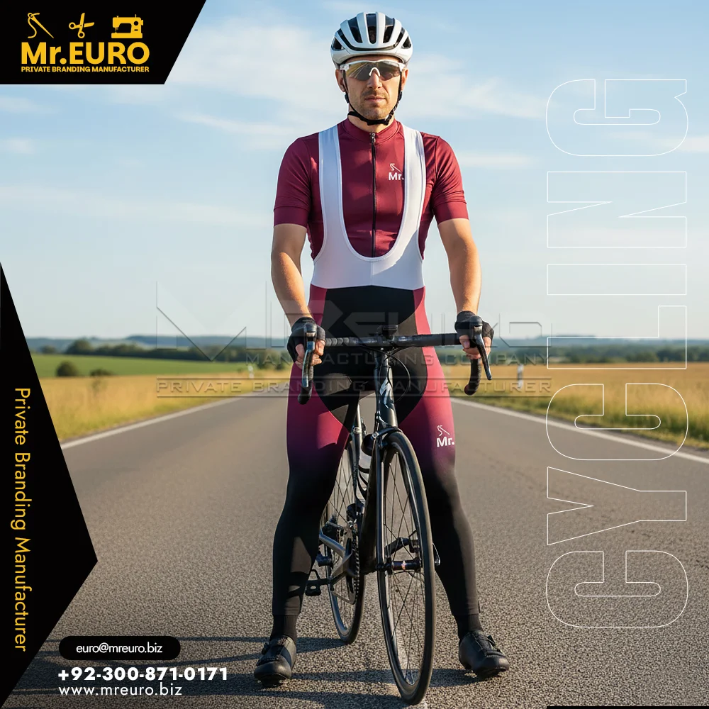 Custom Premium Red & White Cycling Bib Tight - Custom Cycling Uniforms