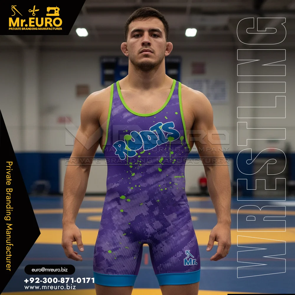 Custom Graphic Design Purple Wrestling Singlet - Custom Wrestling Singlets Uniforms