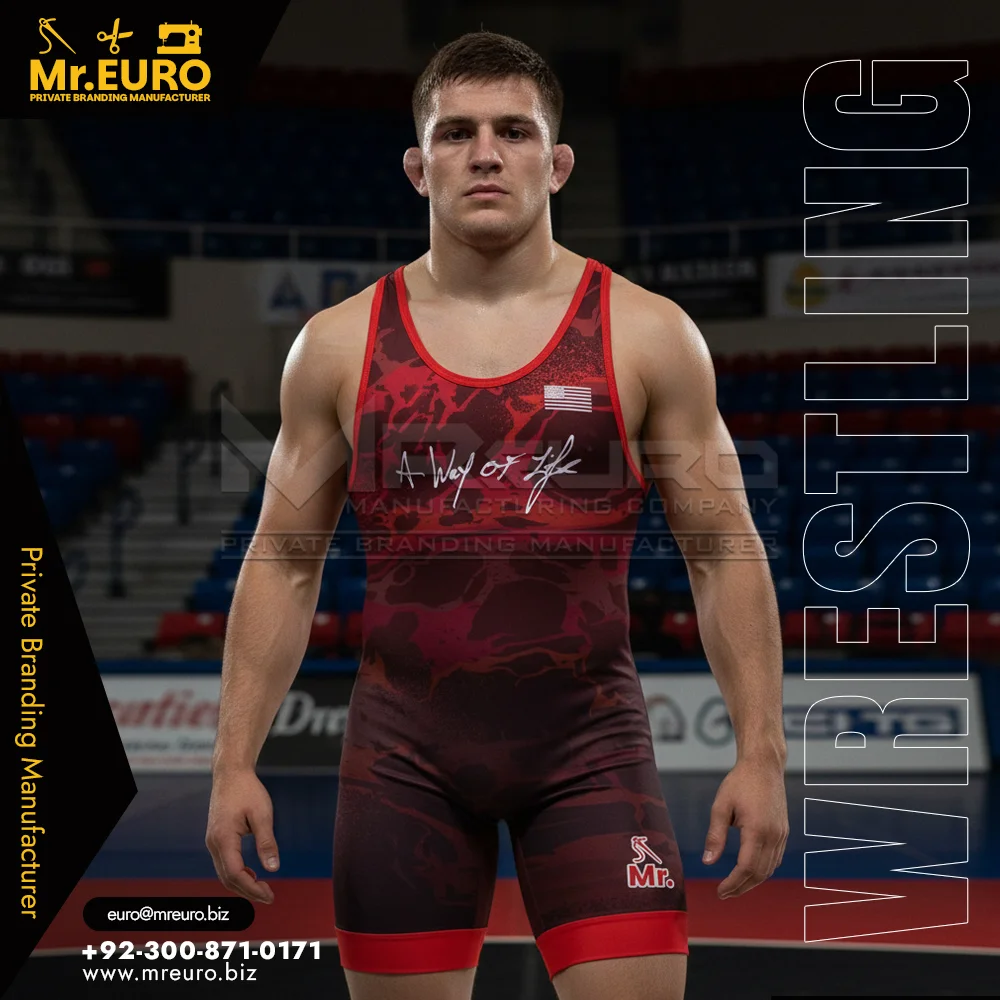 Custom Premium Fit Red Wrestling Singlet - Custom Wrestling Singlets Uniforms