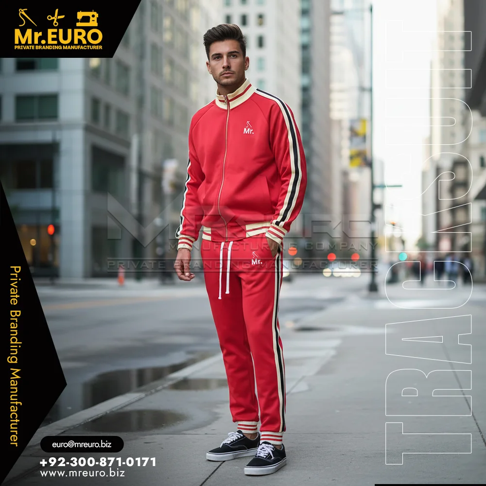 Custom Men's Red Sports Tracksuit, Athletic Jogger & Jacket - Tracksuits