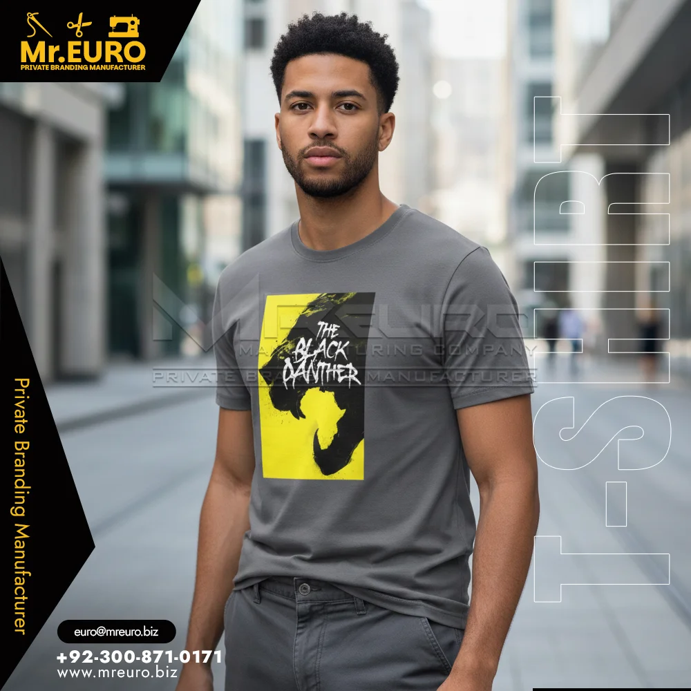 Custom Grey Cotton Minimal Printed T-Shirt Daily Wear - T-Shirts