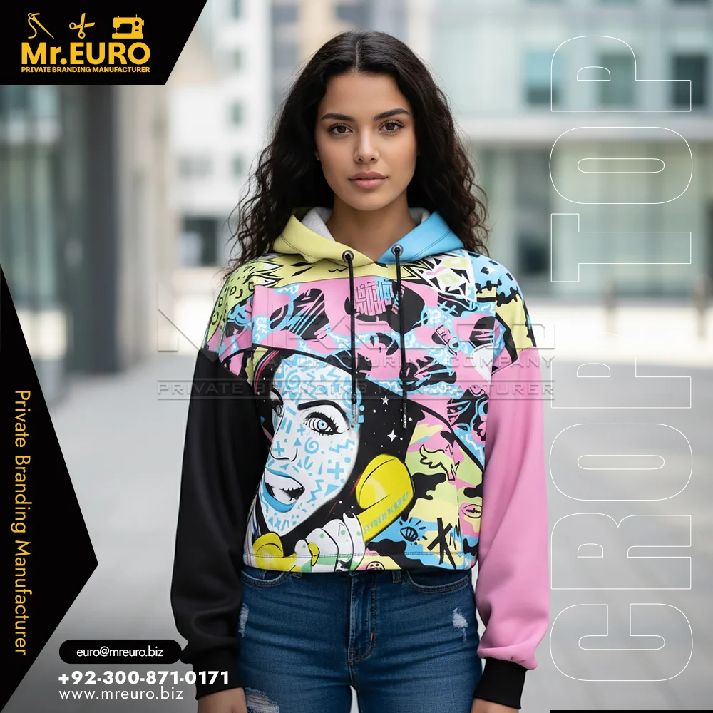 Custom Sublimated Trendy Street Style Crop Top Hoodie - Crop Top Hoodies