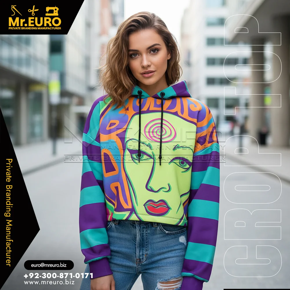 Custom Artistic Multicolor Women Crop Top Hoodie - Crop Top Hoodies