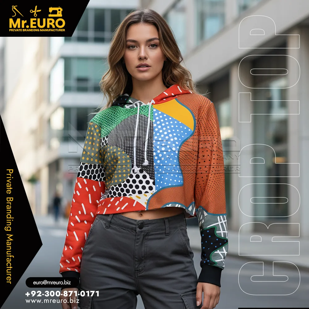 Custom Women Designer Patchwork Street Crop Top Hoodie - Crop Top Hoodies