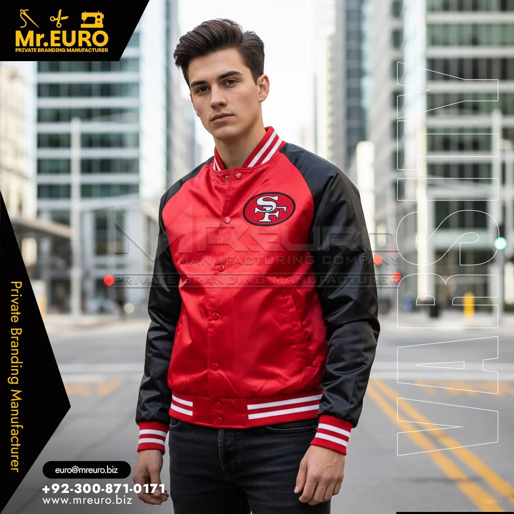 Custom Red Black Letterman Style Varsity Jacket - Varsity Jackets