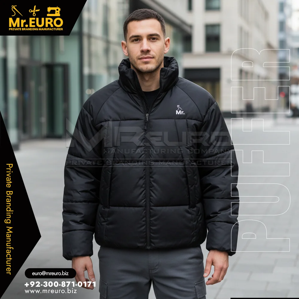 Custom Black Winter Warm Casual Puffer Jacket for Men - Puffer Jackets