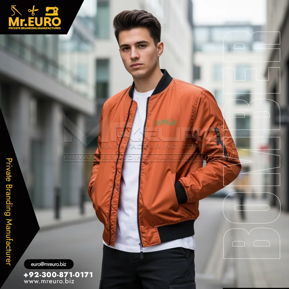 Custom Orange Trendy Casual Bomber Jacket Everyday Style - Bomber Jackets