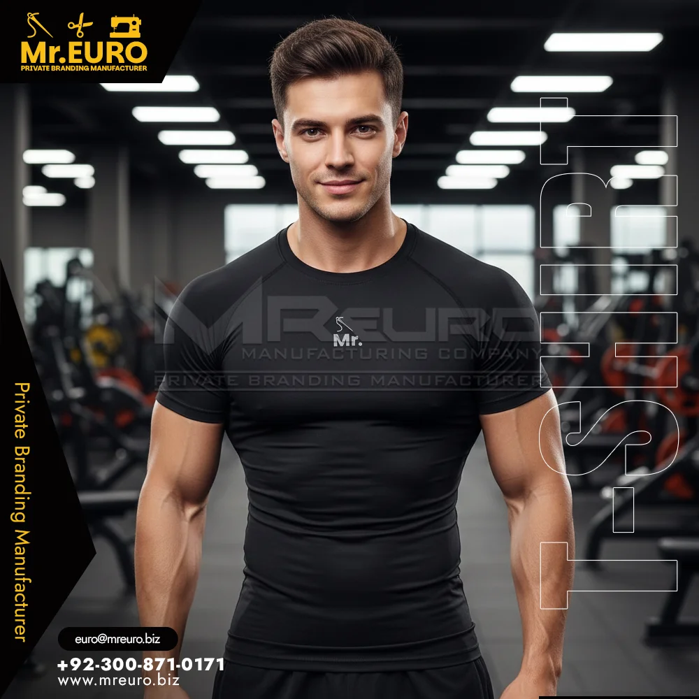Custom Muscle Fit Compression Black Gym T-Shirt - Gym Fit T-Shirts