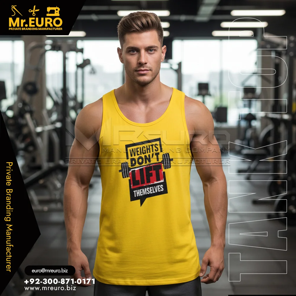Custom Yellow Sleeveless Gym Fitness Tank Top - Tank Top