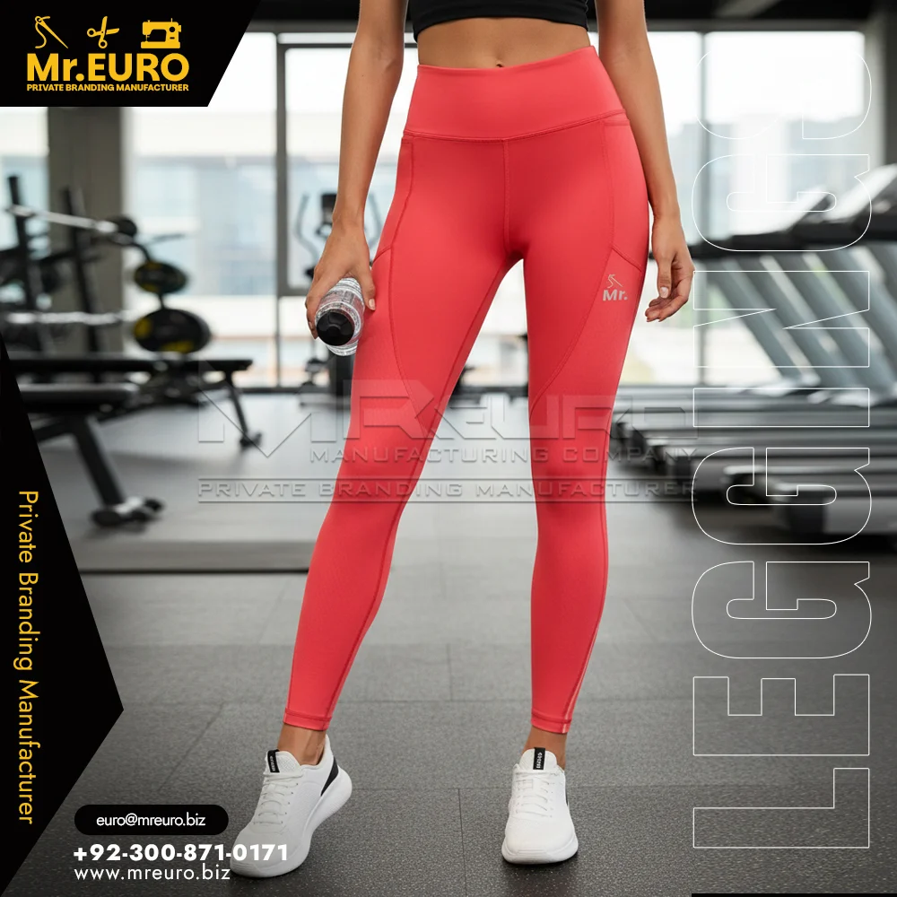 Custom High Waist Red Stretch Women Gym Leggings - Leggings