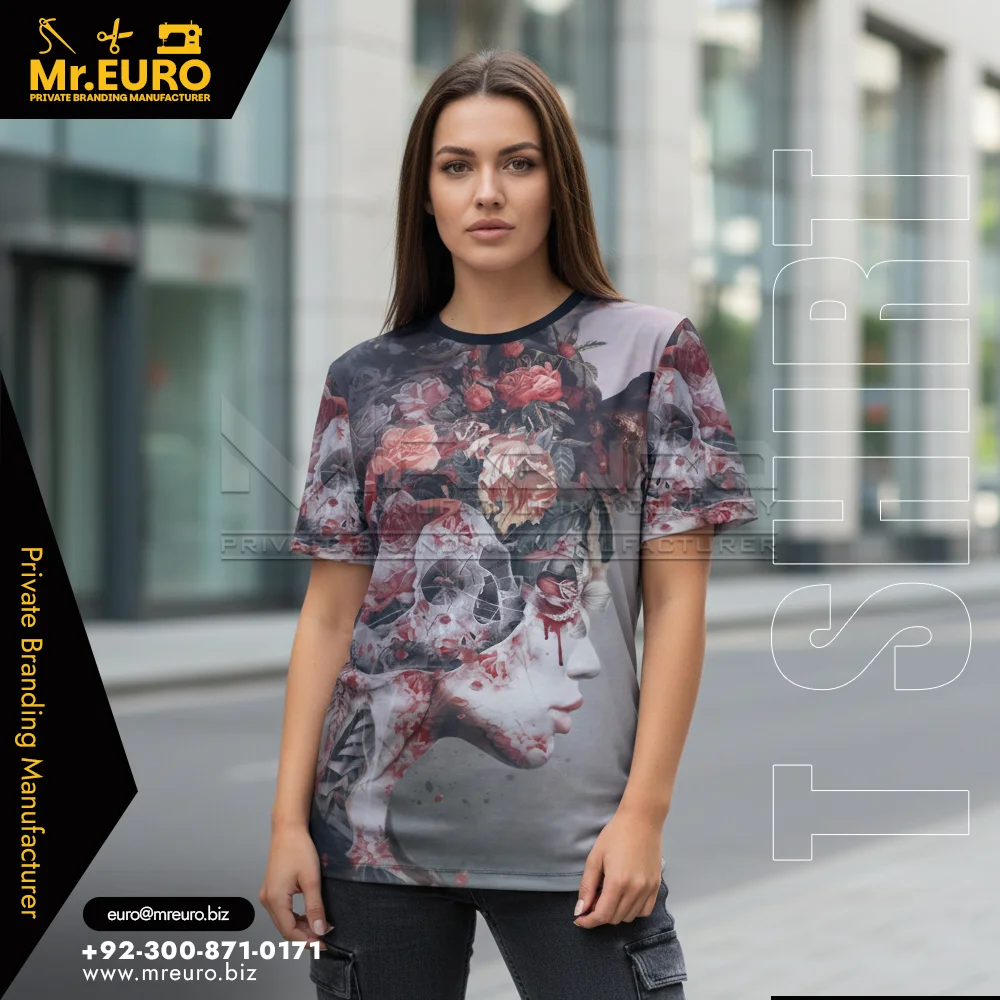 Custom Elegant Women Floral Crew Neck T-Shirt - Women T-Shirts
