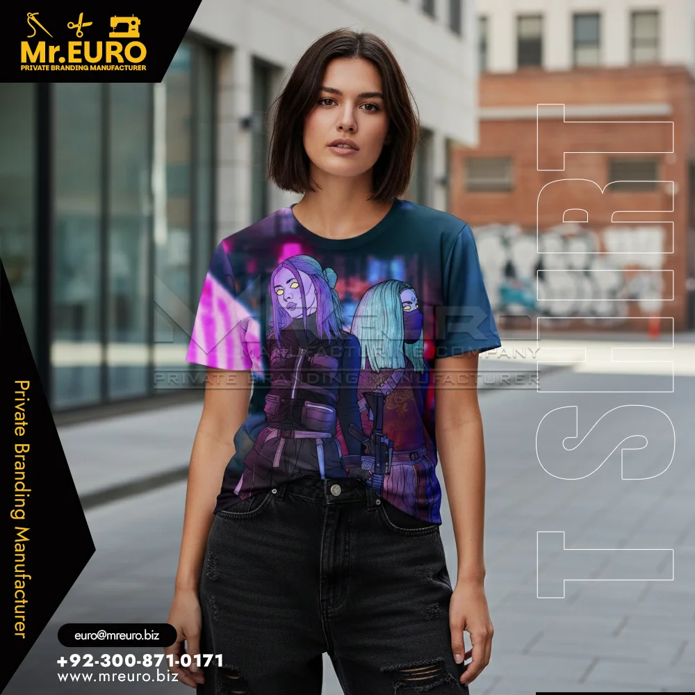 Custom Women Stylish Abstract Print Crew Neck T-Shirt - Women T-Shirts