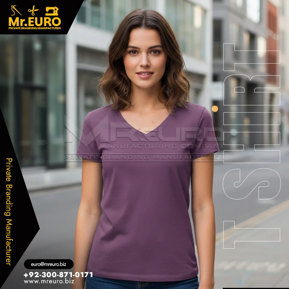 Custom Women Solid Color V Neck T Shirt - Women V-Neck T-Shirts