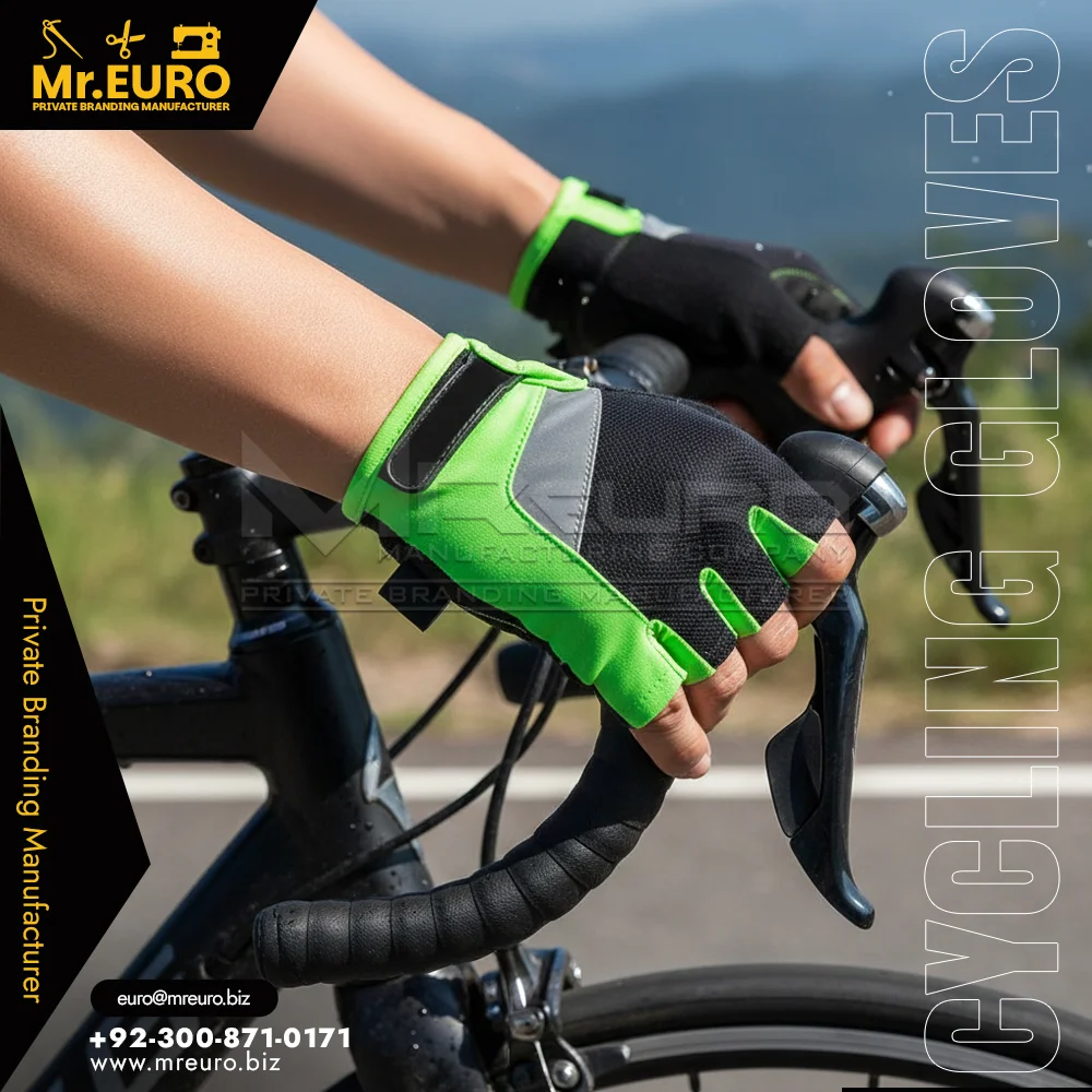 Custom Green Anti Slip Breathable Cycling Gloves For Road - Cycling Gloves