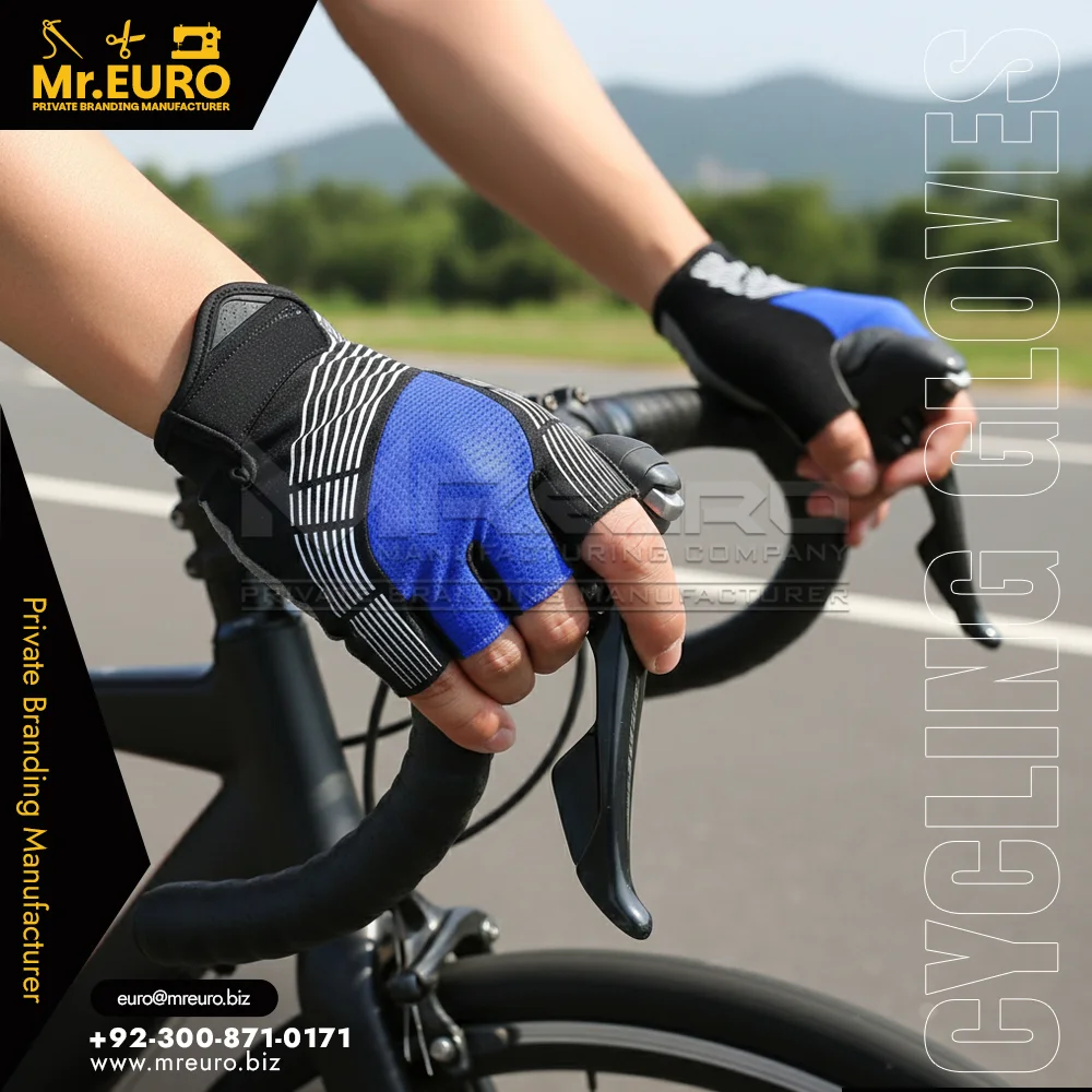 Custom Blue Padded Road Bike Cycling Gloves Long Rides - Cycling Gloves