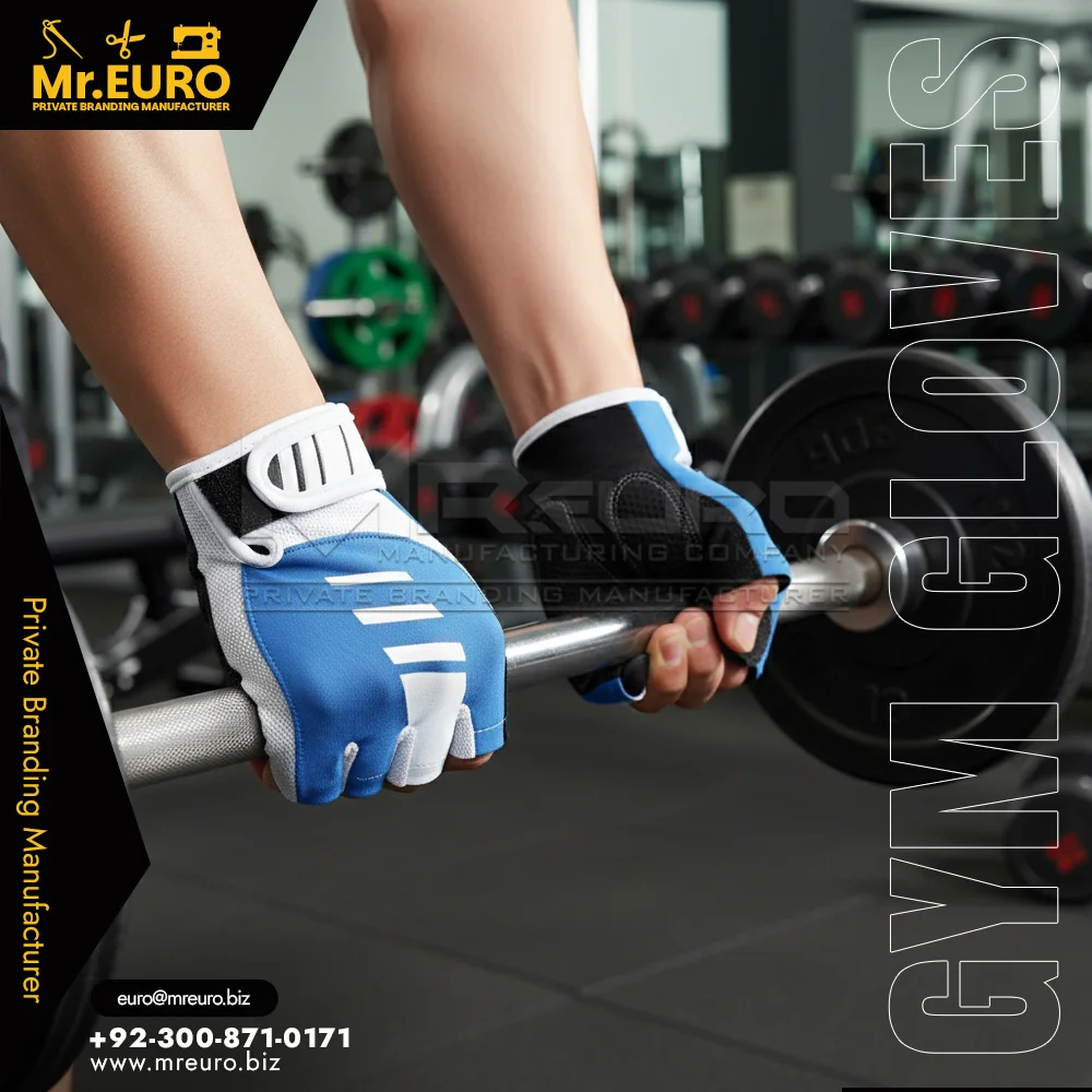Custom Blue Padded Gym Training Weightlifting Gloves - Weightlifting Gloves