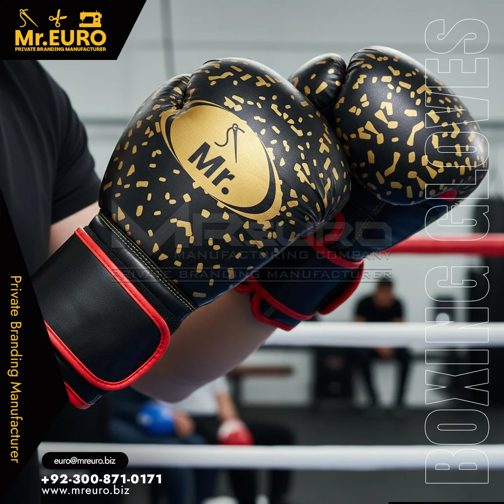 Custom Professional Fighters Black Gold Boxing Gloves - Boxing Gloves