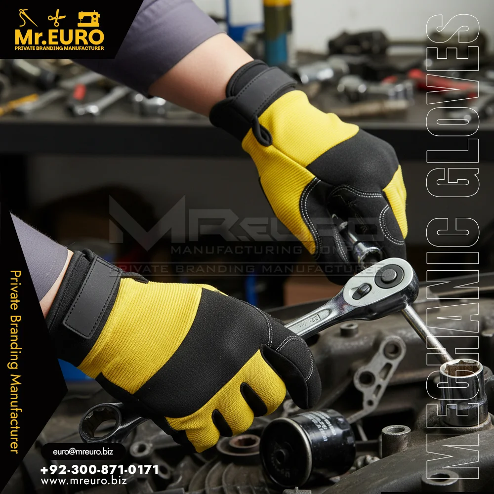 Custom Yellow High Grip Work Mechanic Gloves - Mechanic Gloves