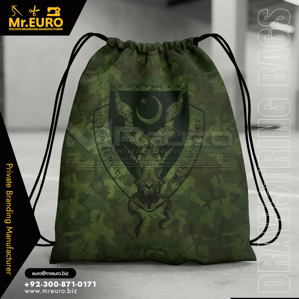 Custom Camo Green Sublimation Drawstring Bag - Drawstring Bags