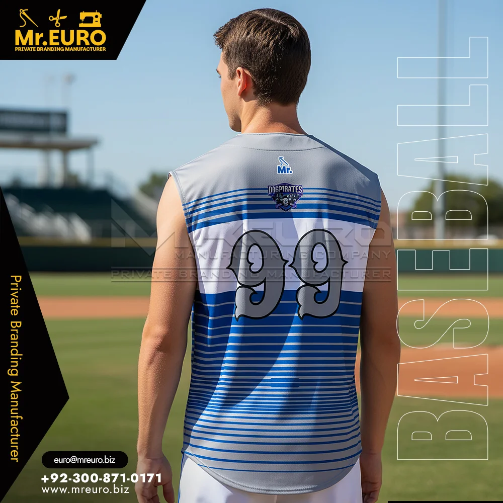 Custom Blue Baseball Sleeveless Jersey Full Button Style - Custom Baseball-Softball Uniforms