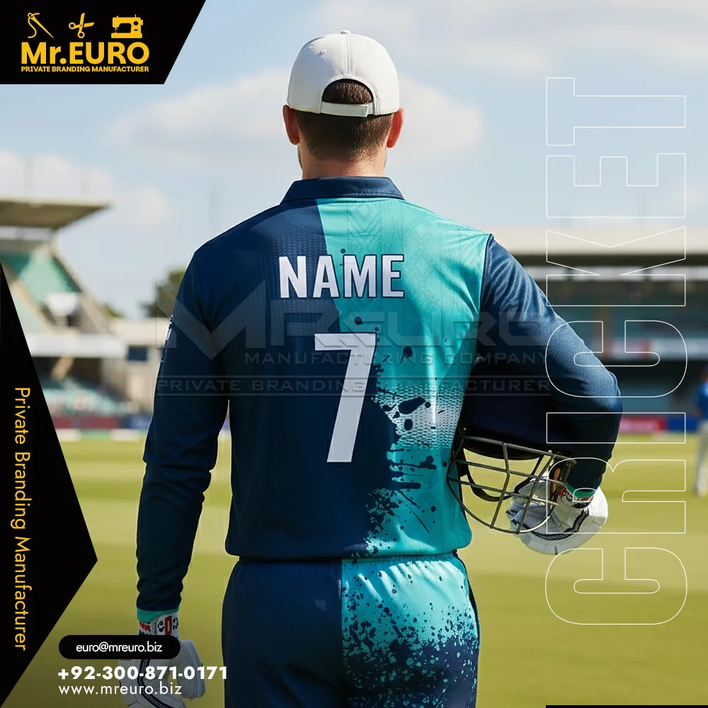 Custom Teal Blue Modern Cricket Jersey for Club Cricket Teams - Custom Cricket Uniforms