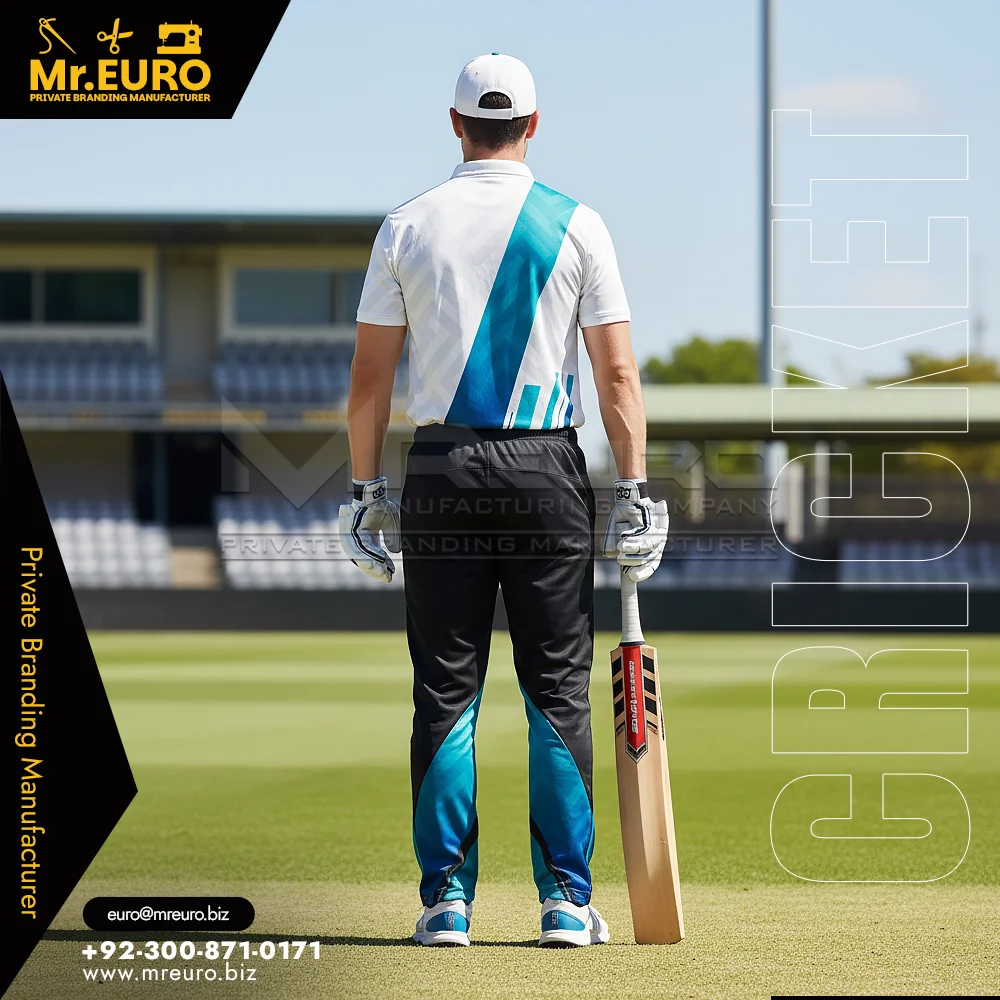 Custom Printed White & Sky Blue Cricket Kit for Squads - Custom Cricket Uniforms