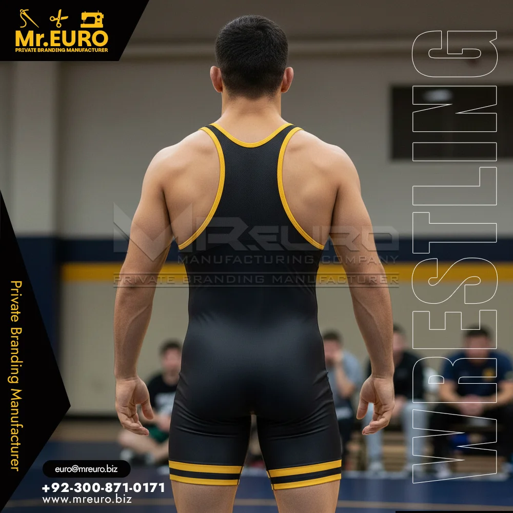 Custom Custom Black Yellow Wrestling Singlet - Custom Wrestling Singlets Uniforms