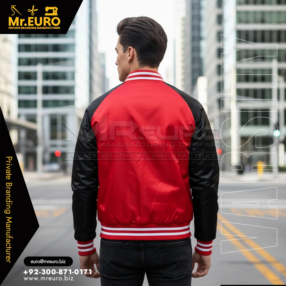 Custom Red Black Letterman Style Varsity Jacket - Varsity Jackets