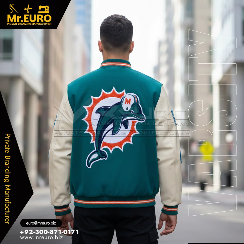 Custom Modern College Style Teal Varsity Jacket - Varsity Jackets