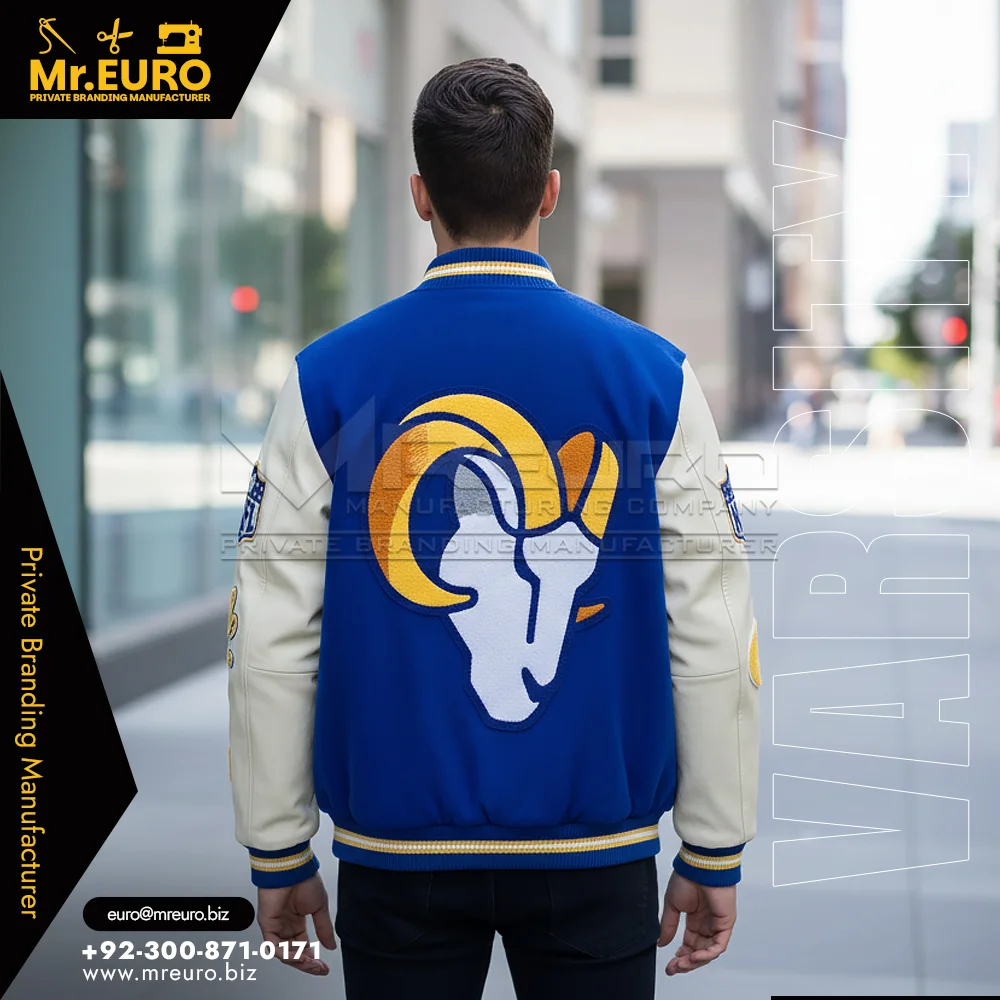 Custom Blue Varsity Jacket Classic Baseball Style - Varsity Jackets