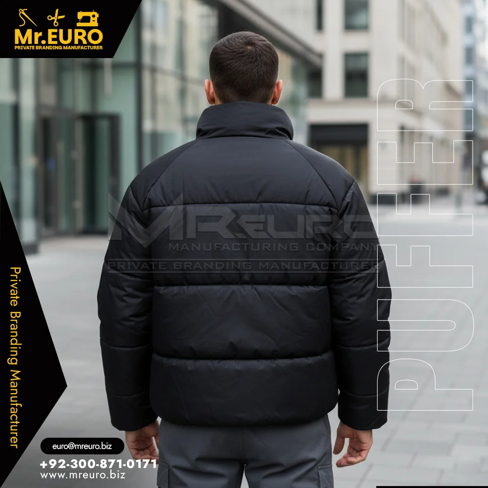 Custom Black Winter Warm Casual Puffer Jacket for Men - Puffer Jackets