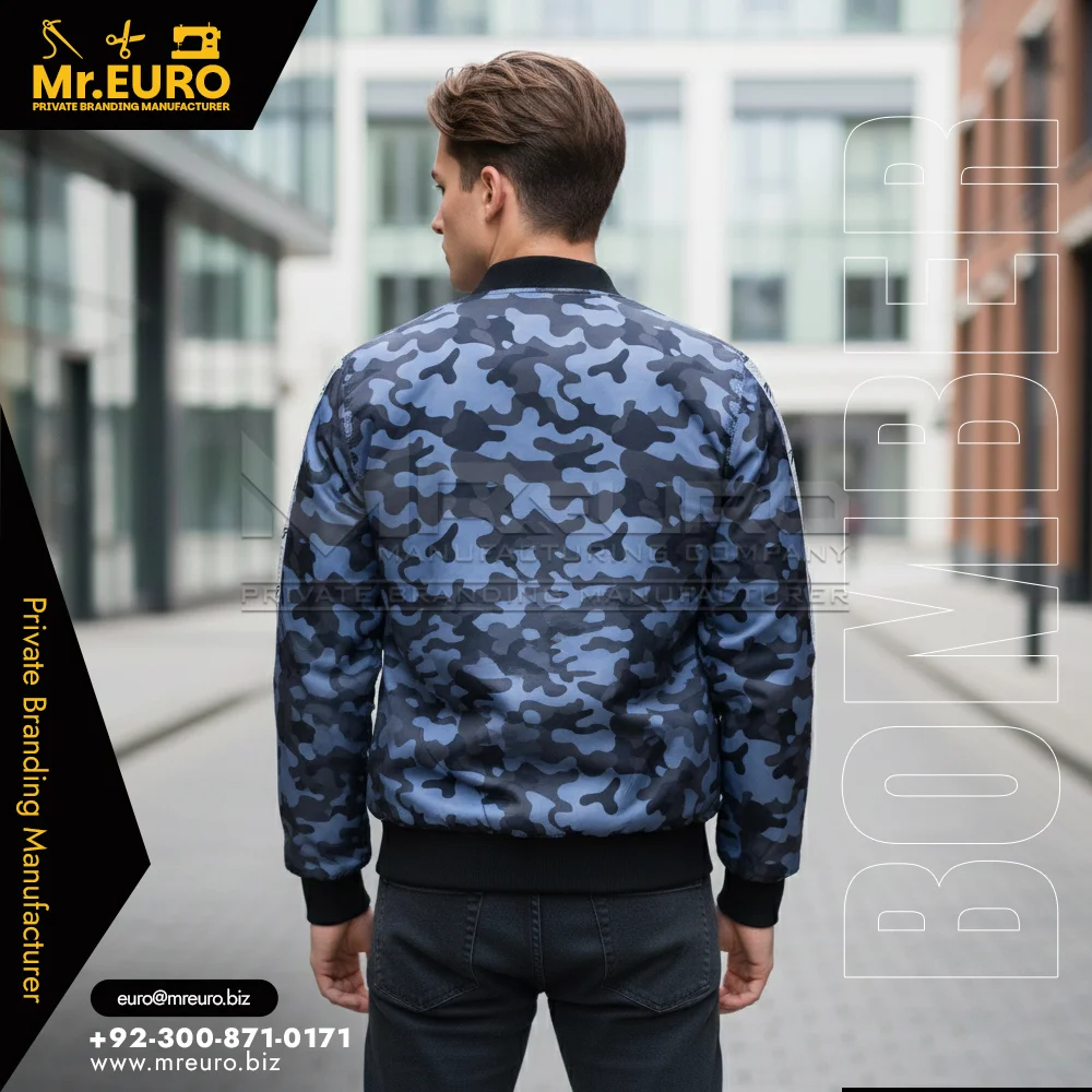 Custom Blue Camouflage Bomber Jacket Men Style - Bomber Jackets