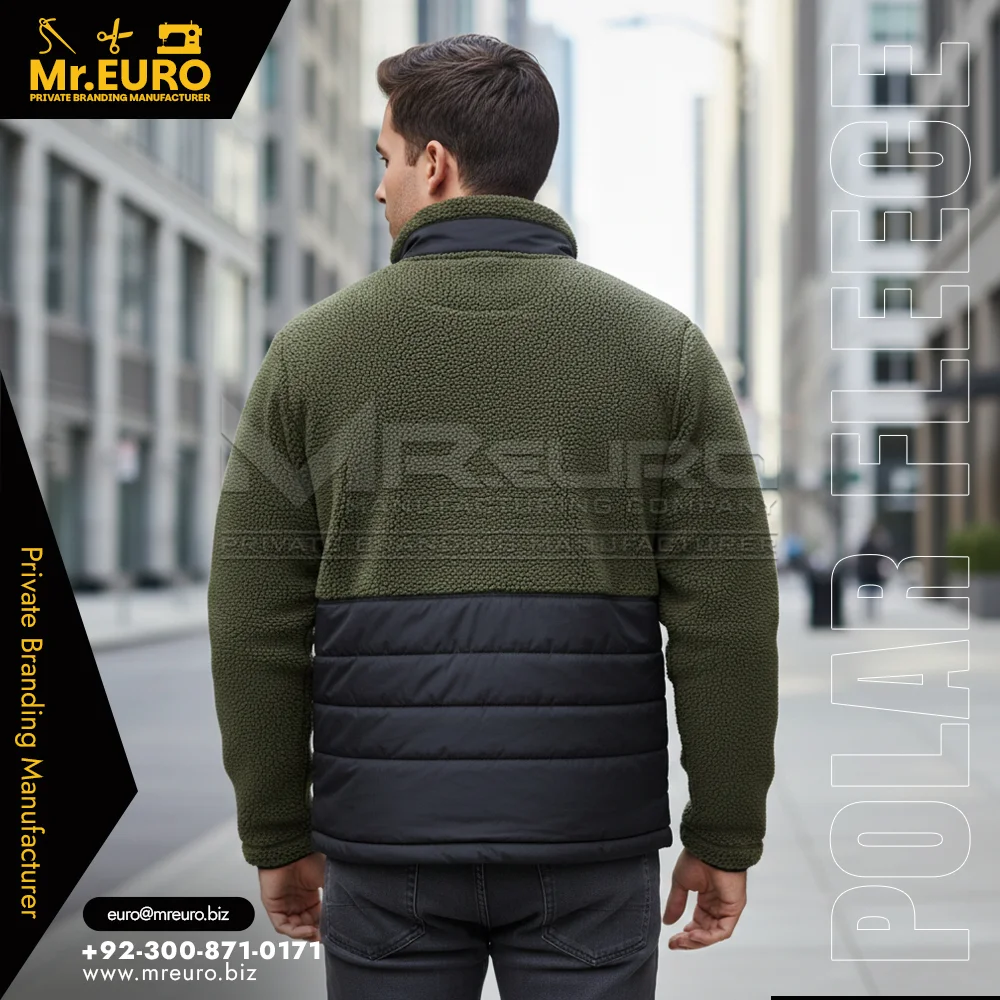 Custom Men Olive Black Polar Fleece Jacket - Polar Fleece Jackets