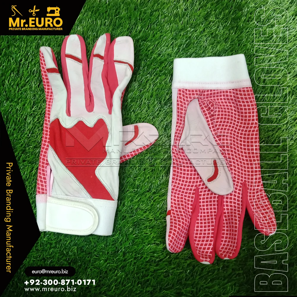 Custom Red Baseball Batting Gloves Pro Grip Performance - Baseball Batting Gloves