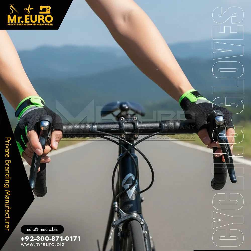 Custom Green Anti Slip Breathable Cycling Gloves For Road - Cycling Gloves