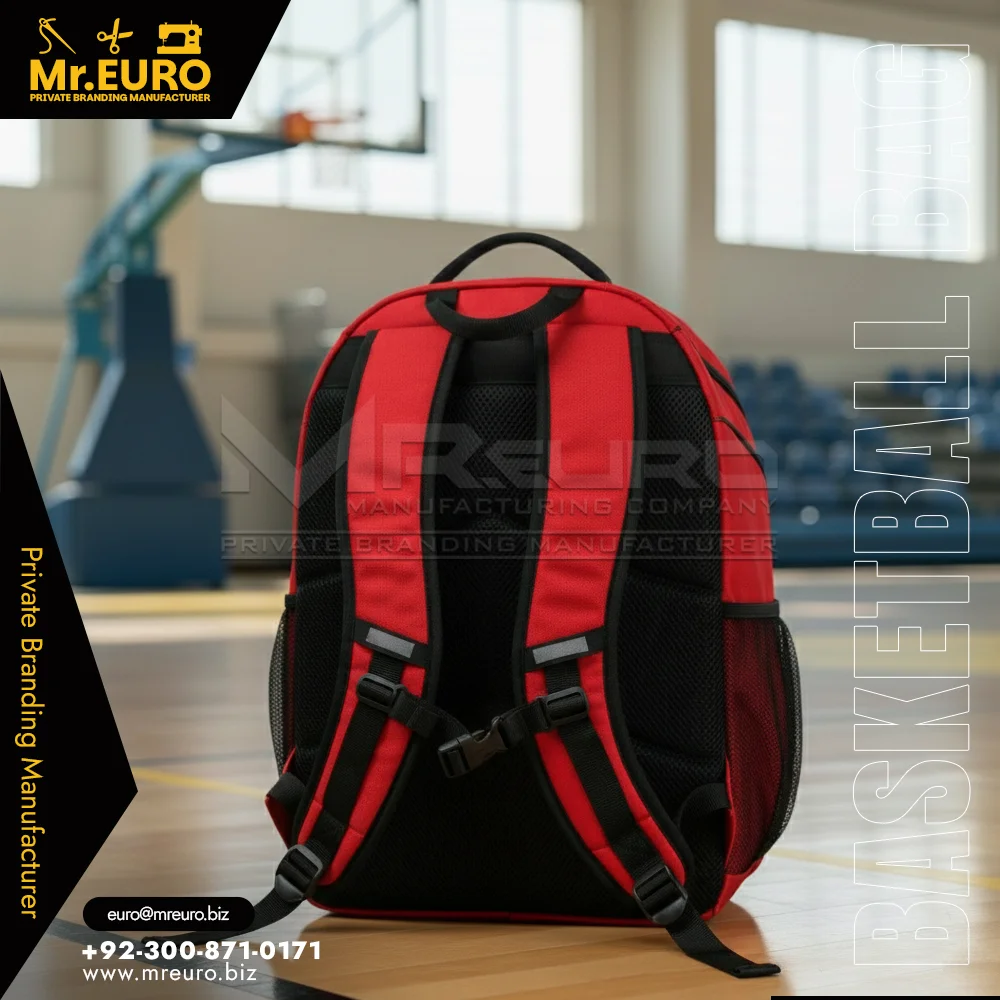 Custom Red Basketball Backpack Bag With Ball Pocket - Basketball Bags