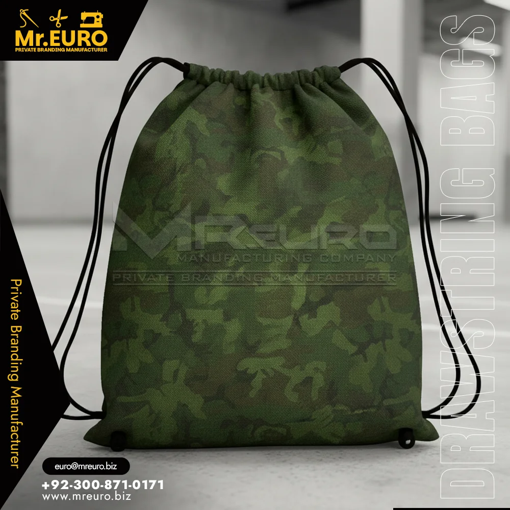 Custom Camo Green Sublimation Drawstring Bag - Drawstring Bags