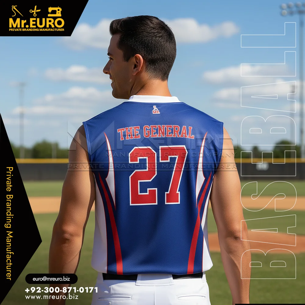 Custom Baseball 2-Button Sleeveless Jersey - Alternate View