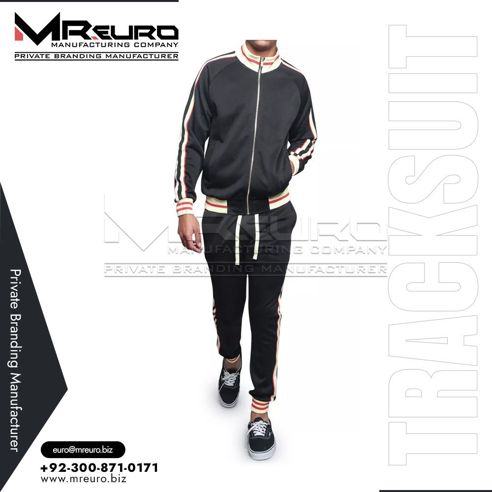 Men's Black Workout Tracksuit–Jogger Pants and Zipper Jacket Set