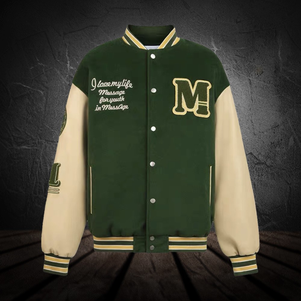 Letter Embroidery PU Varsity Jackets