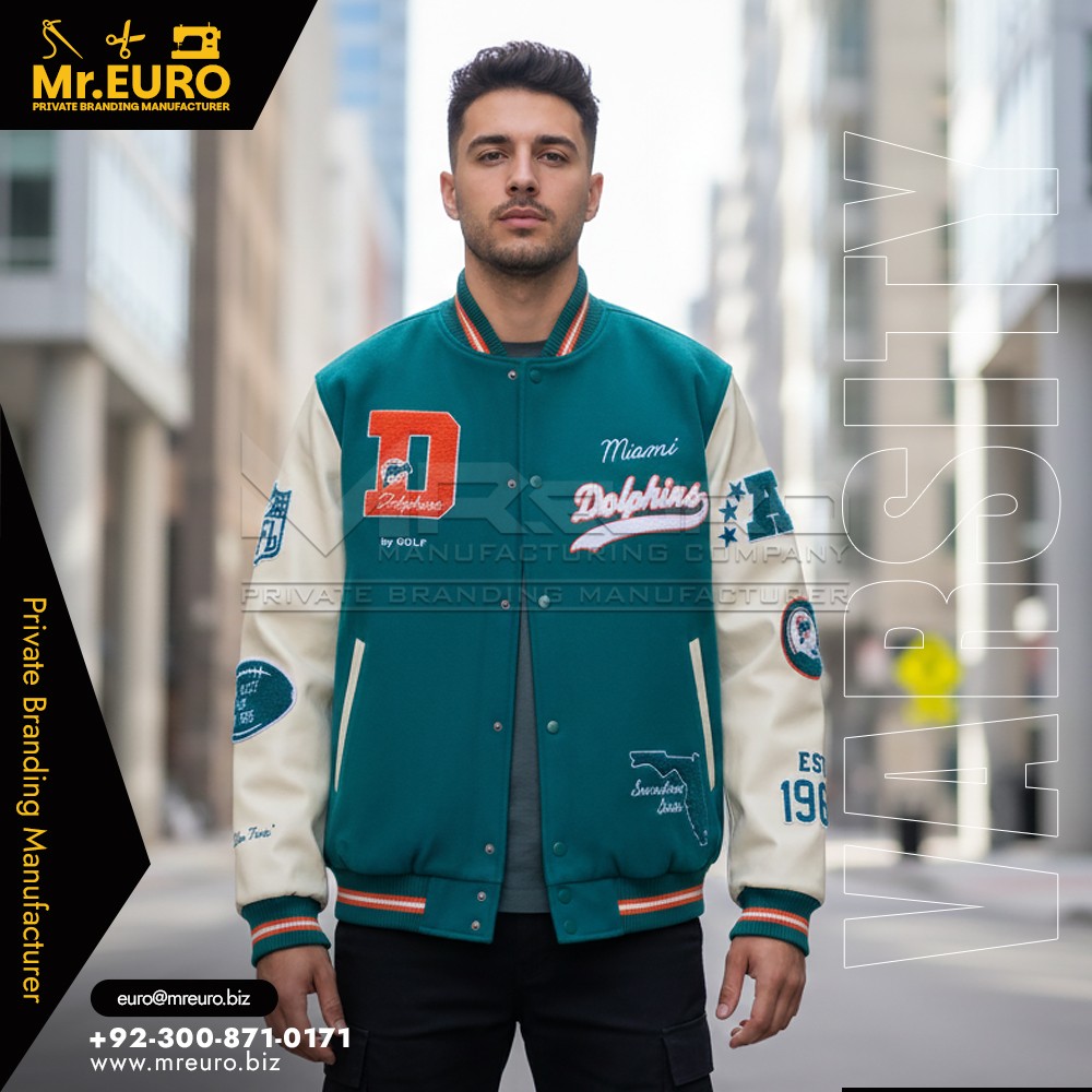 Modern College Style Teal Varsity Jacket