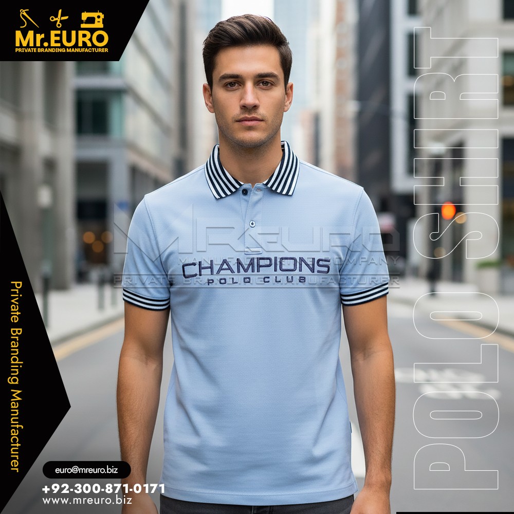 Light Blue Casual Polo Shirt for Summer