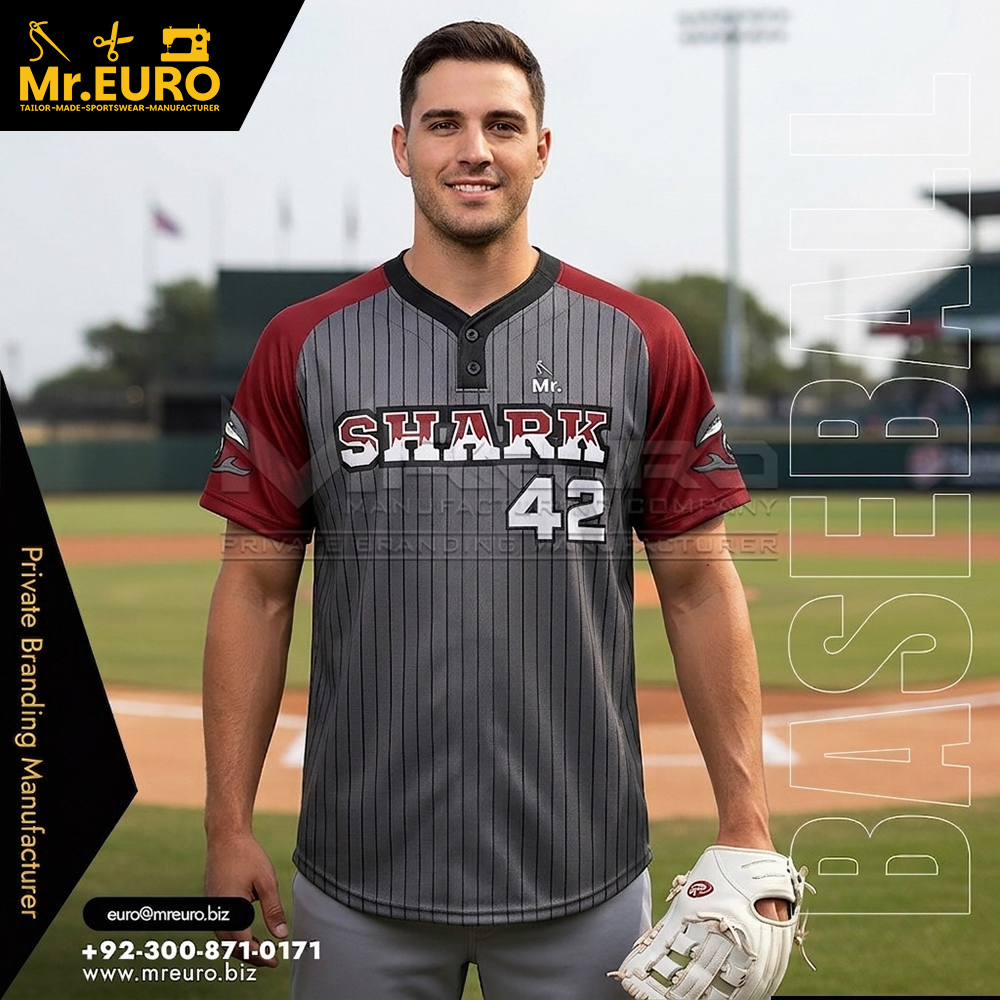 Baseball 2 Button Jersey Red